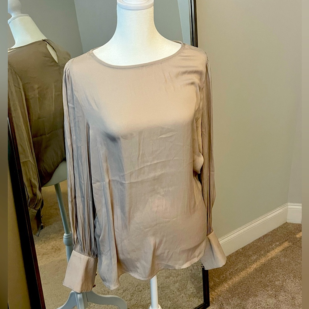 Elie Tahari blouse, beige with a sateen finish